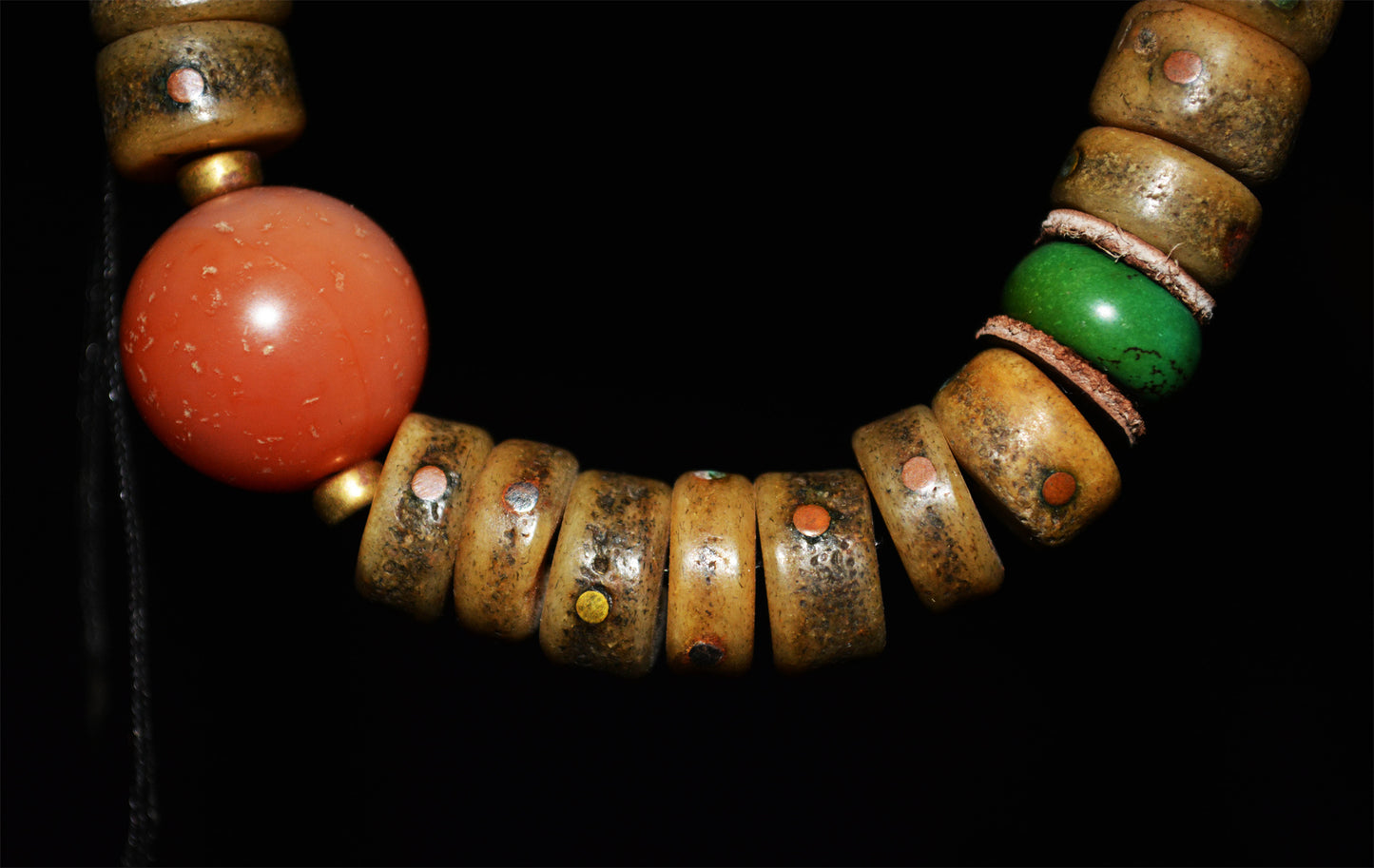 Real Tibetan Old Antique Kapala Bone Bracelet Mala Prayer Beads Rosary Himalayan Genuine Buddhism Worry Amulet