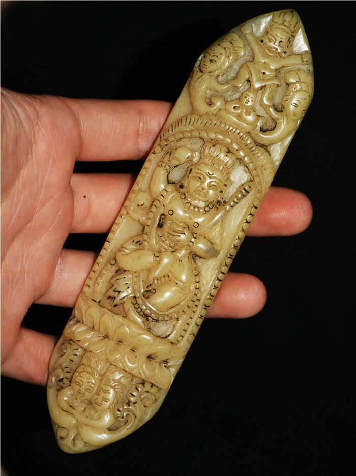 Real Tibetan Old Antique Kapala Bone Buddha Amulet Statue Himalayas Genuine Pendant Talisman