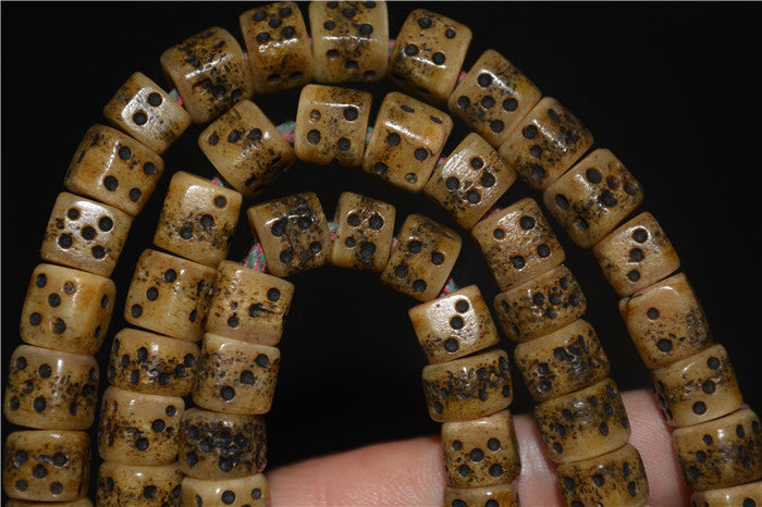 Real Tibetan Old Antique Kapala Bone Dice Mala Prayer Beads 108 Bracelet Rosary Himalayas Buddhism Worry Necklace Amulet