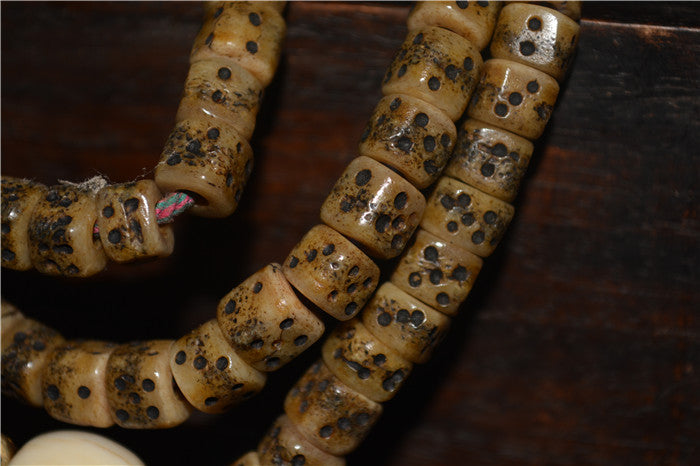 Real Tibetan Old Antique Kapala Bone Dice Mala Prayer Beads 108 Bracelet Rosary Himalayas Buddhism Worry Necklace Amulet