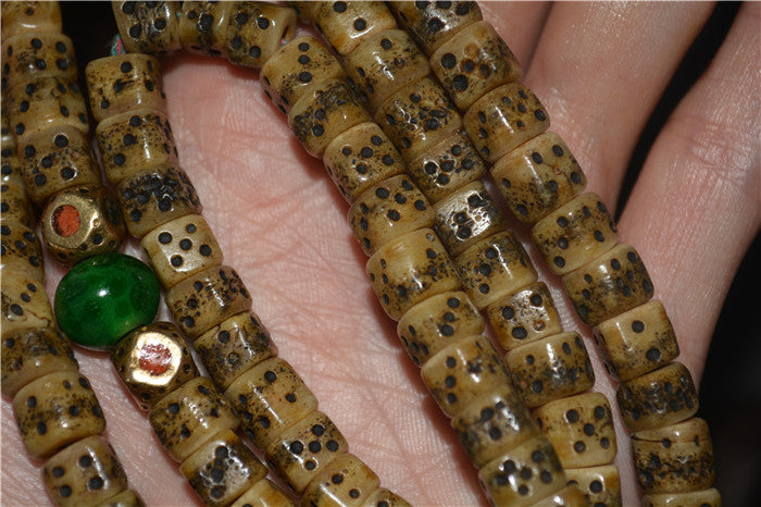 Real Tibetan Old Antique Kapala Bone Dice Mala Prayer Beads 108 Bracelet Rosary Himalayas Buddhism Worry Necklace Amulet