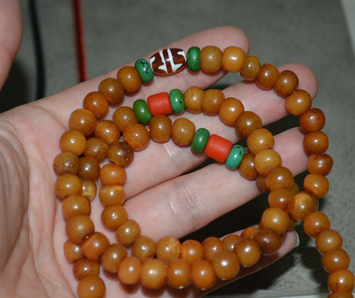 Real Tibetan Antique Kapala Bone Mala Prayer Beads Bracelet Rosary Amulet Tibet Himalayan Lucky Talisman