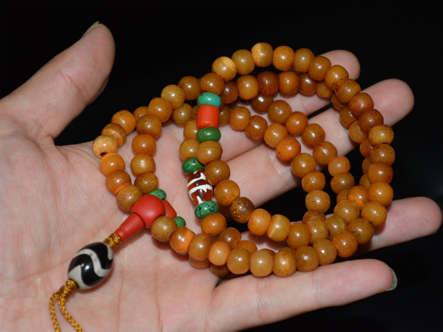 Real Tibetan Antique Kapala Bone Mala Prayer Beads Bracelet Rosary Amulet Tibet Himalayan Lucky Talisman