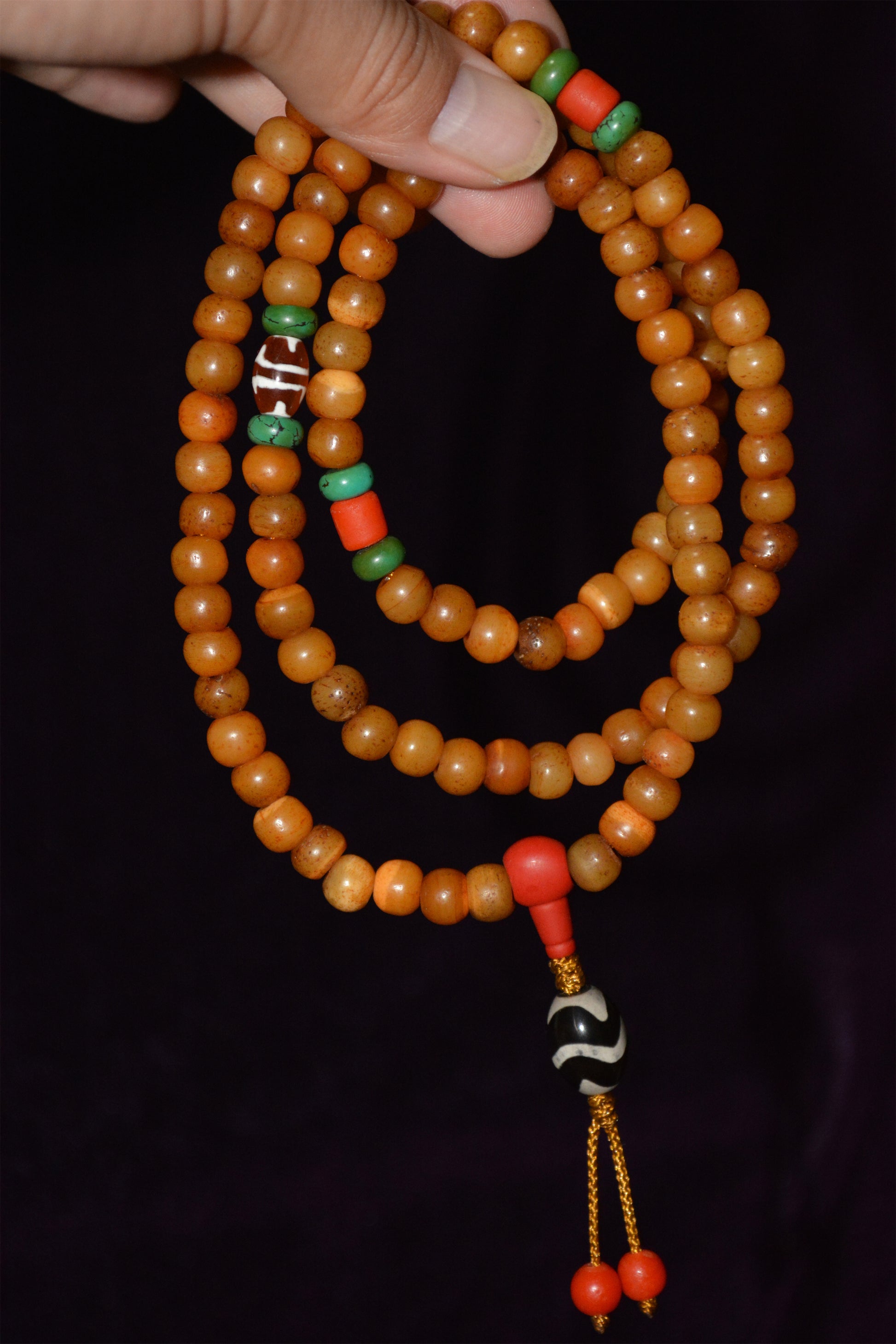 Real Tibetan Antique Kapala Bone Mala Prayer Beads Bracelet Rosary Amulet Tibet Himalayan Lucky Talisman