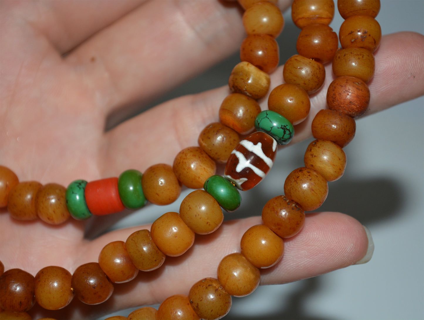 Real Tibetan Antique Kapala Bone Mala Prayer Beads Bracelet Rosary Amulet Tibet Himalayan Lucky Talisman