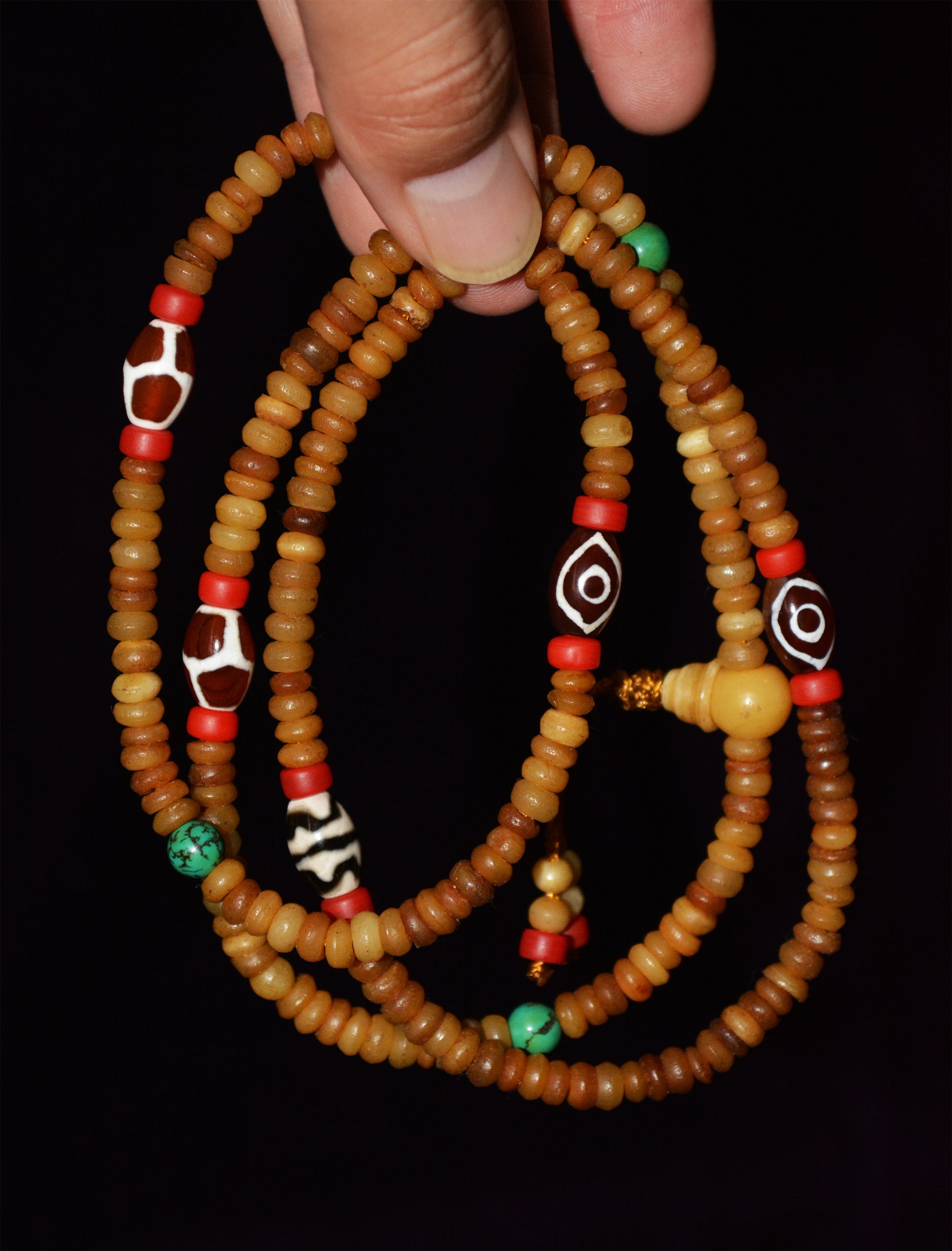 Real Tibetan Old Antique Kapala Bone Mala Prayer Beads Bracelet Rosary Himalaya Genuine 108 Buddhism Worry Necklace Amulet