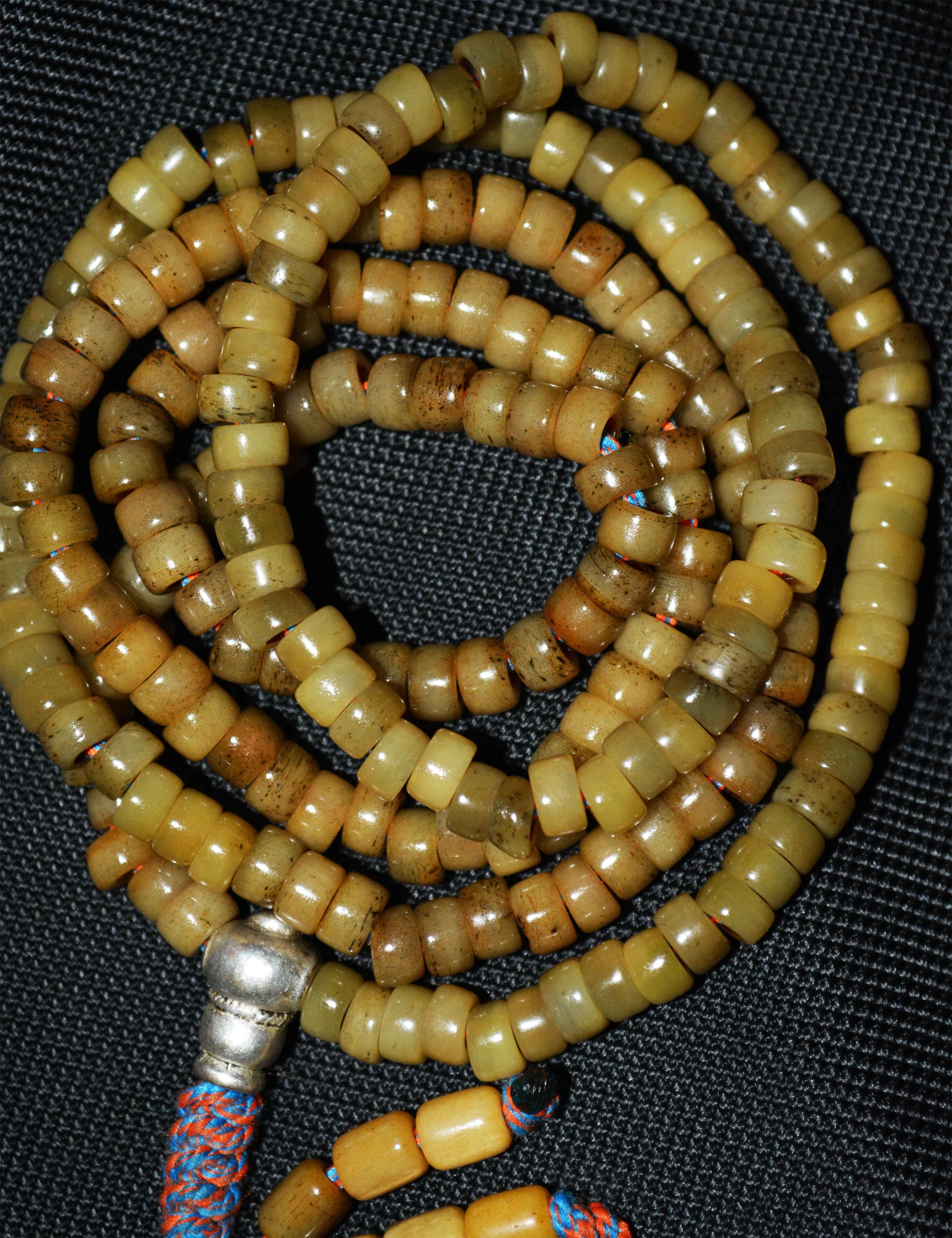 Real Tibetan Old Antique Kapala Bone Mala Prayer Beads Bracelet Rosary Himalaya Genuine 108 Buddhism Worry Necklace Amulet