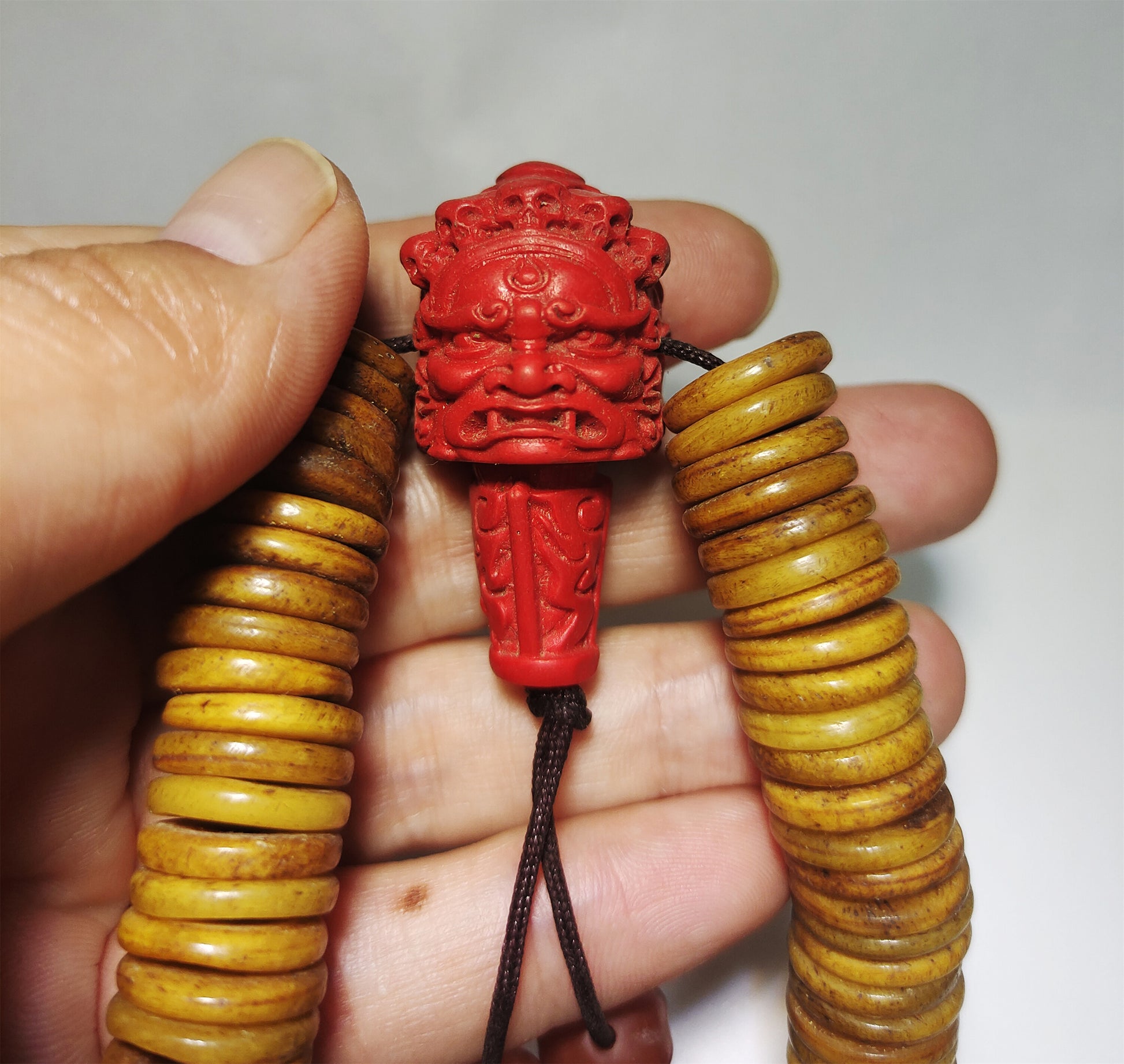 Real Tibetan Old Antique Kapala Bone Mala Prayer Beads Bracelet Rosary Himalaya Genuine 108 Buddhism Worry Necklace Amulet