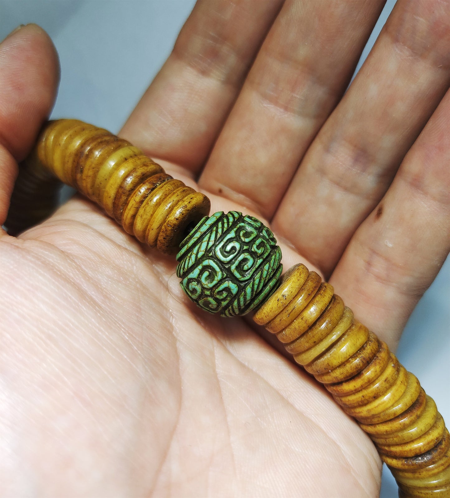 Real Tibetan Old Antique Kapala Bone Mala Prayer Beads Bracelet Rosary Himalaya Genuine 108 Buddhism Worry Necklace Amulet