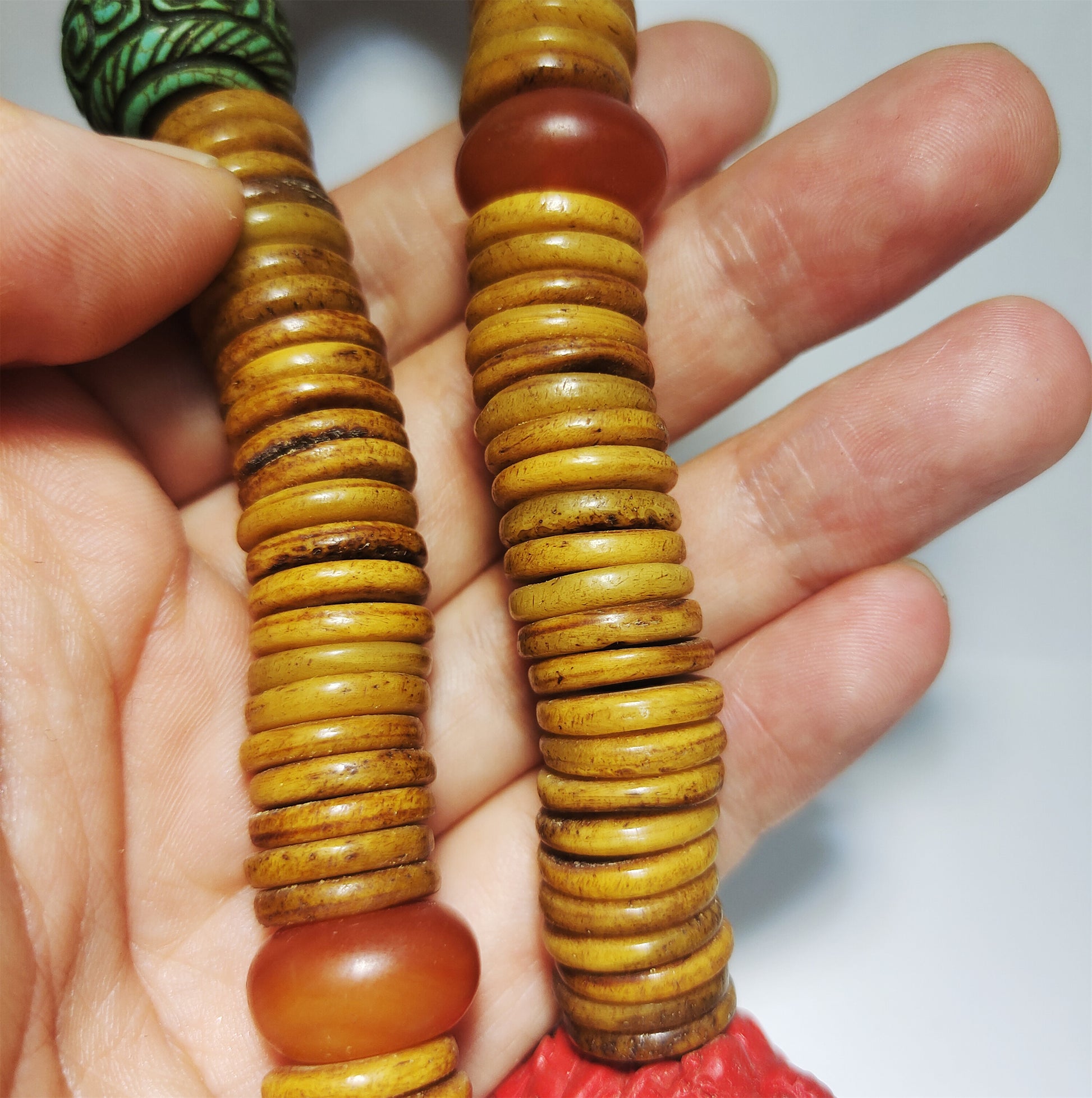 Real Tibetan Old Antique Kapala Bone Mala Prayer Beads Bracelet Rosary Himalaya Genuine 108 Buddhism Worry Necklace Amulet