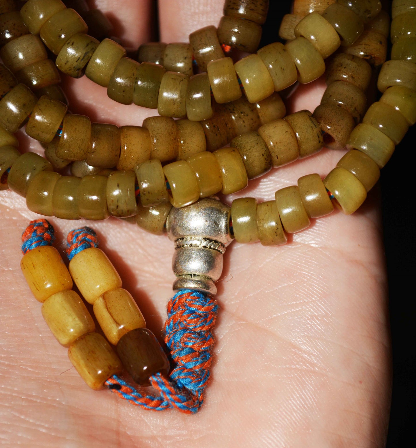 Real Tibetan Old Antique Kapala Bone Mala Prayer Beads Bracelet Rosary Himalaya Genuine 108 Buddhism Worry Necklace Amulet