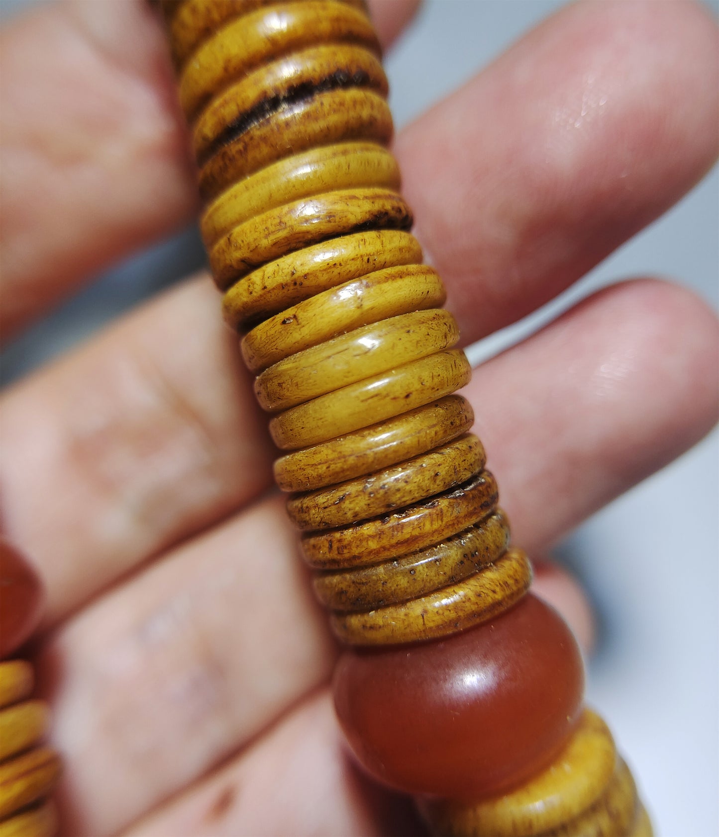 Real Tibetan Old Antique Kapala Bone Mala Prayer Beads Bracelet Rosary Himalaya Genuine 108 Buddhism Worry Necklace Amulet