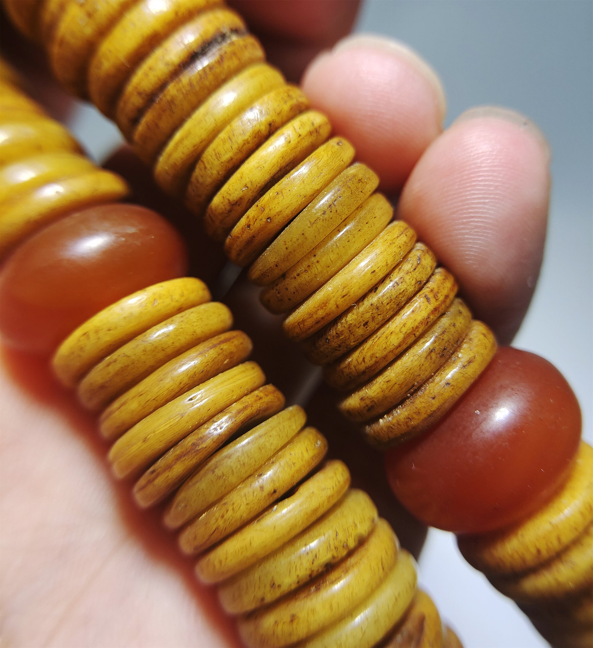 Real Tibetan Old Antique Kapala Bone Mala Prayer Beads Bracelet Rosary Himalaya Genuine 108 Buddhism Worry Necklace Amulet