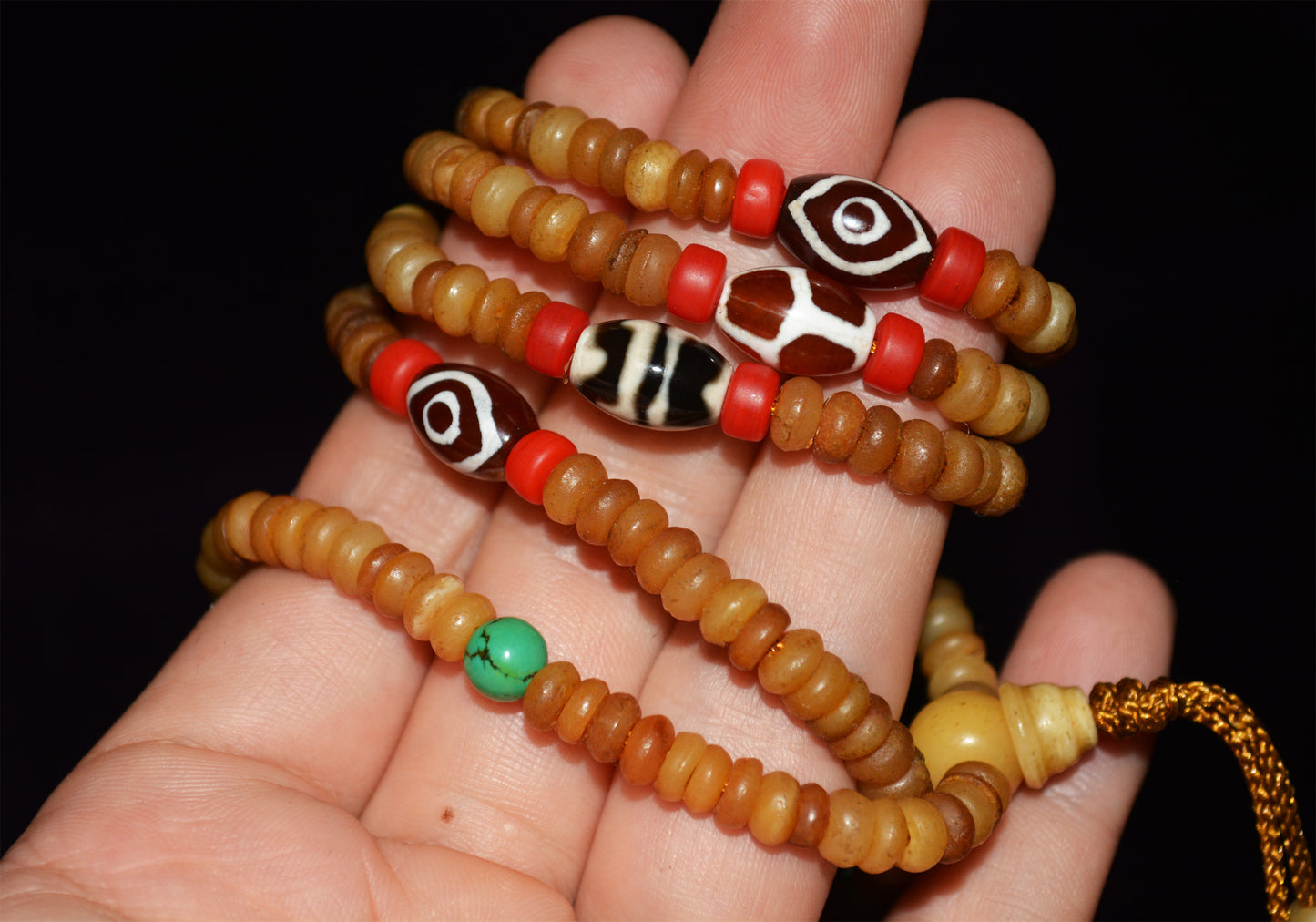 Real Tibetan Old Antique Kapala Bone Mala Prayer Beads Bracelet Rosary Himalaya Genuine 108 Buddhism Worry Necklace Amulet