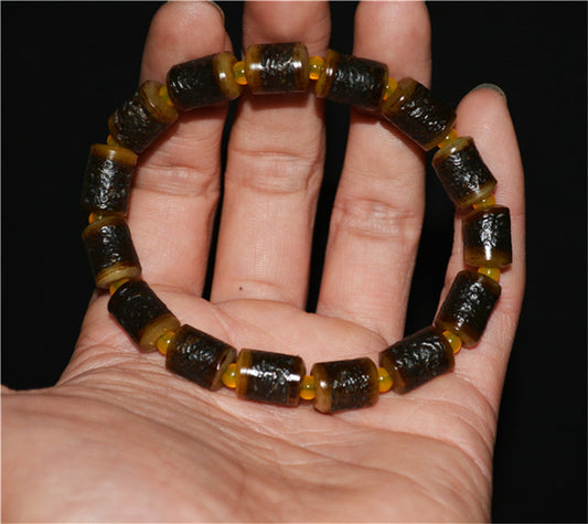 Real Tibetan Old Antique Kapala Bone Bracelet Mala Prayer Beads Rosary Himalaya Genuine Buddhism Worry Necklace Amulet