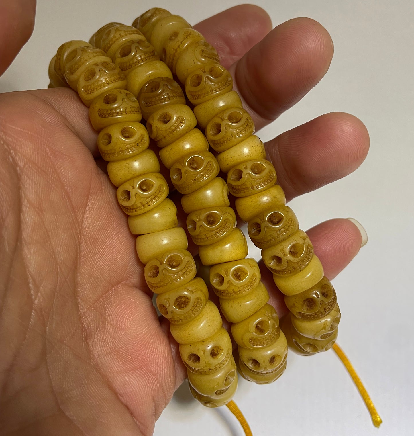 Real Tibetan Old Antique Kapala Bone Mala Prayer Beads Bracelet Skull Rosary Himalayan Genuine 108 Buddhism Worry Necklace Amulet Chitipati