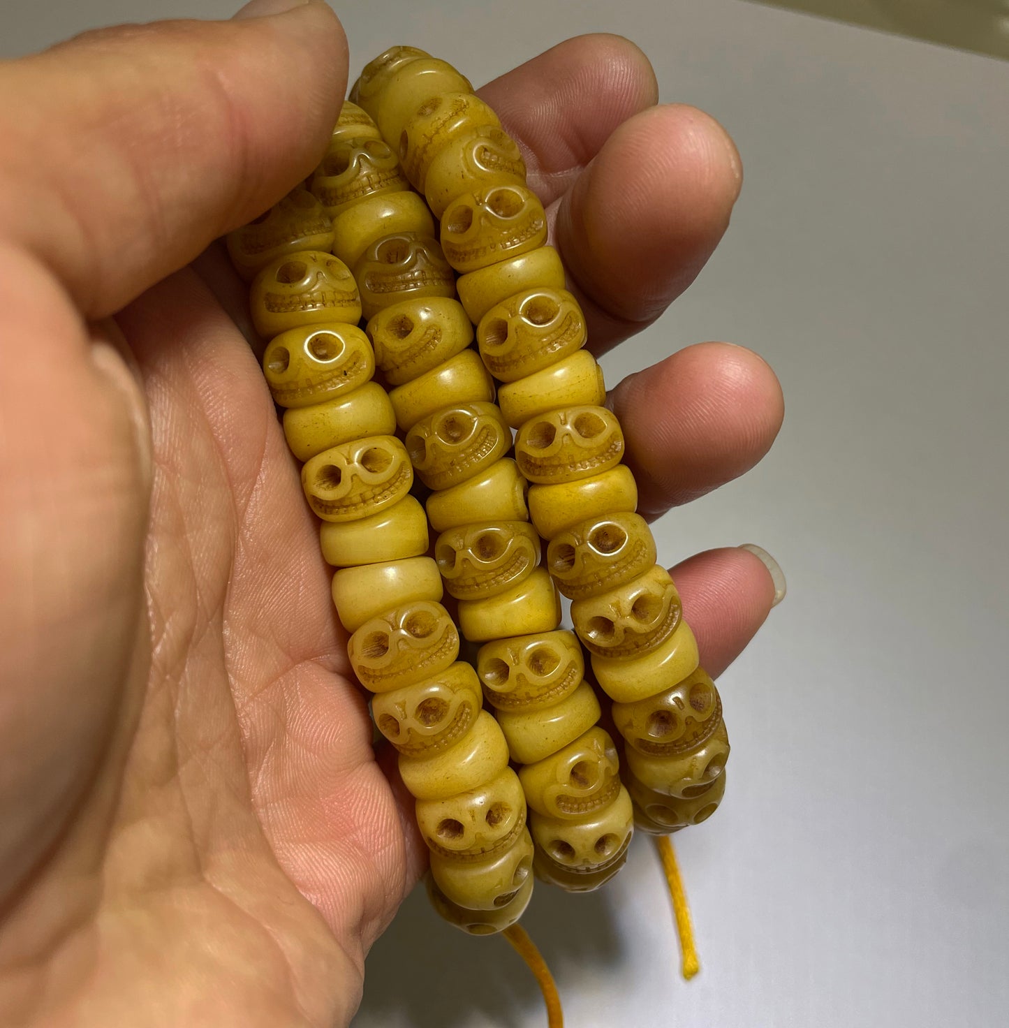 Real Tibetan Old Antique Kapala Bone Mala Prayer Beads Bracelet Skull Rosary Himalayan Genuine 108 Buddhism Worry Necklace Amulet Chitipati