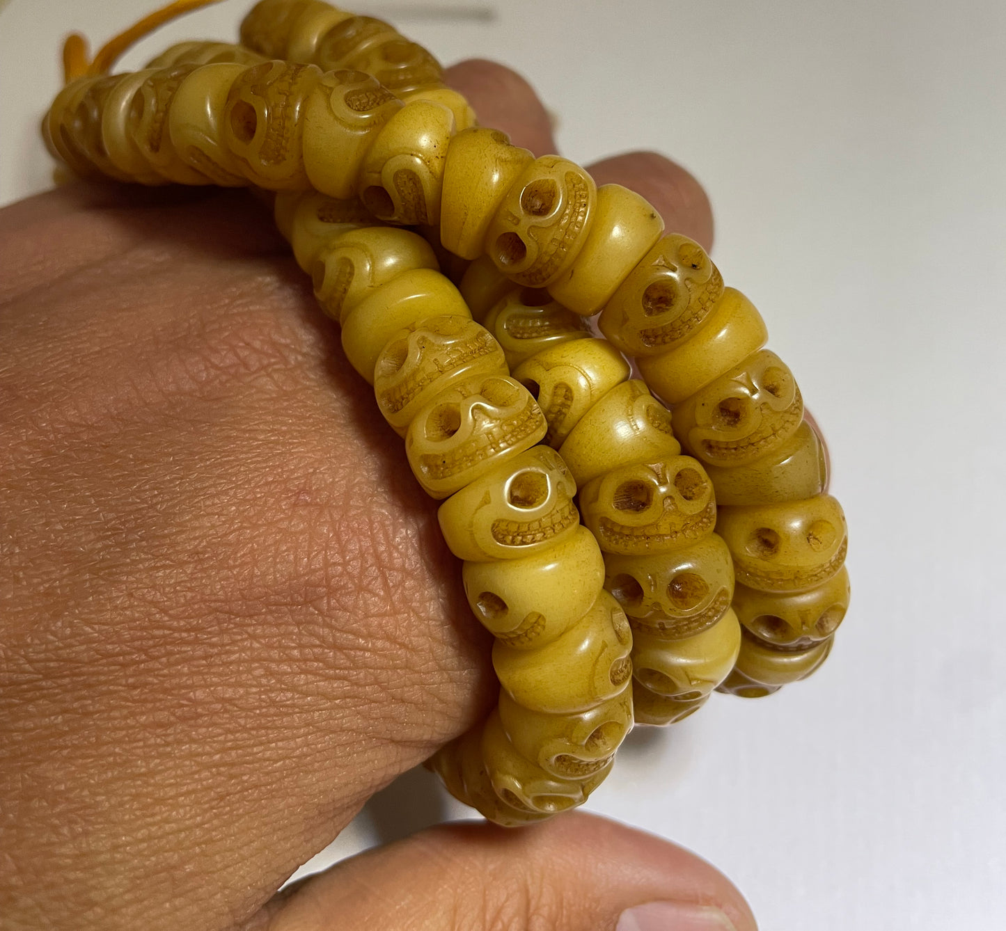Real Tibetan Old Antique Kapala Bone Mala Prayer Beads Bracelet Skull Rosary Himalayan Genuine 108 Buddhism Worry Necklace Amulet Chitipati