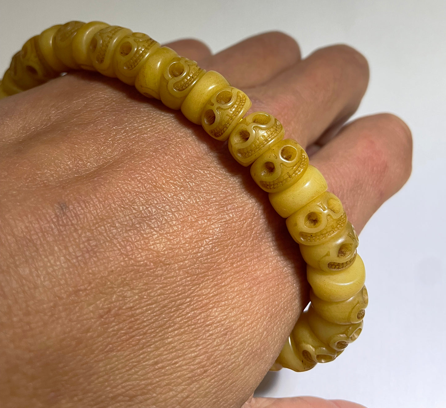 Real Tibetan Old Antique Kapala Bone Mala Prayer Beads Bracelet Skull Rosary Himalayan Genuine 108 Buddhism Worry Necklace Amulet Chitipati