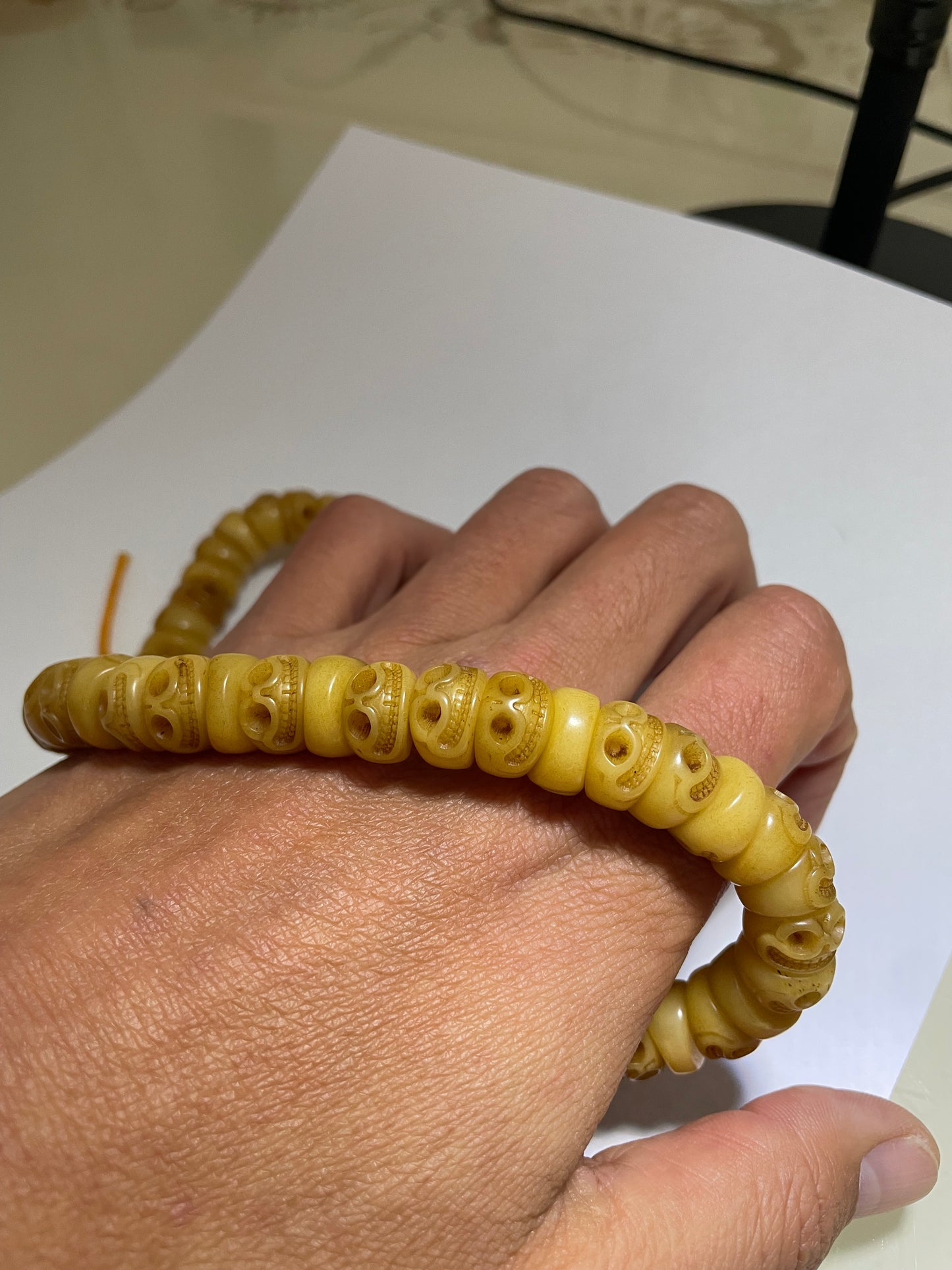 Real Tibetan Old Antique Kapala Bone Mala Prayer Beads Bracelet Skull Rosary Himalayan Genuine 108 Buddhism Worry Necklace Amulet Chitipati
