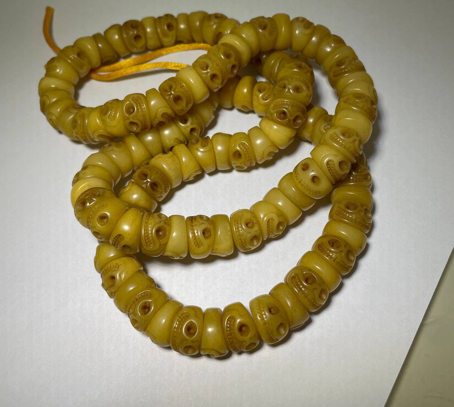 Real Tibetan Old Antique Kapala Bone Mala Prayer Beads Bracelet Skull Rosary Himalayan Genuine 108 Buddhism Worry Necklace Amulet Chitipati