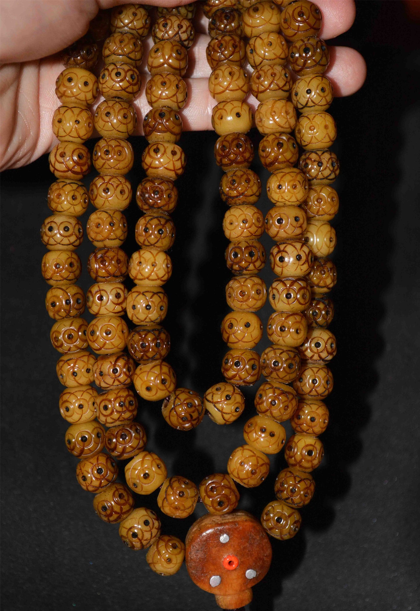 Real Tibetan Old Antique Kapala Bone Mala Prayer Beads  Rosary Himalayan 108 Bracelet Amulet Buddhism Lucky Talisman