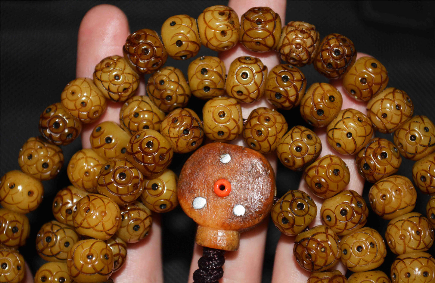 Real Tibetan Old Antique Kapala Bone Mala Prayer Beads  Rosary Himalayan 108 Bracelet Amulet Buddhism Lucky Talisman