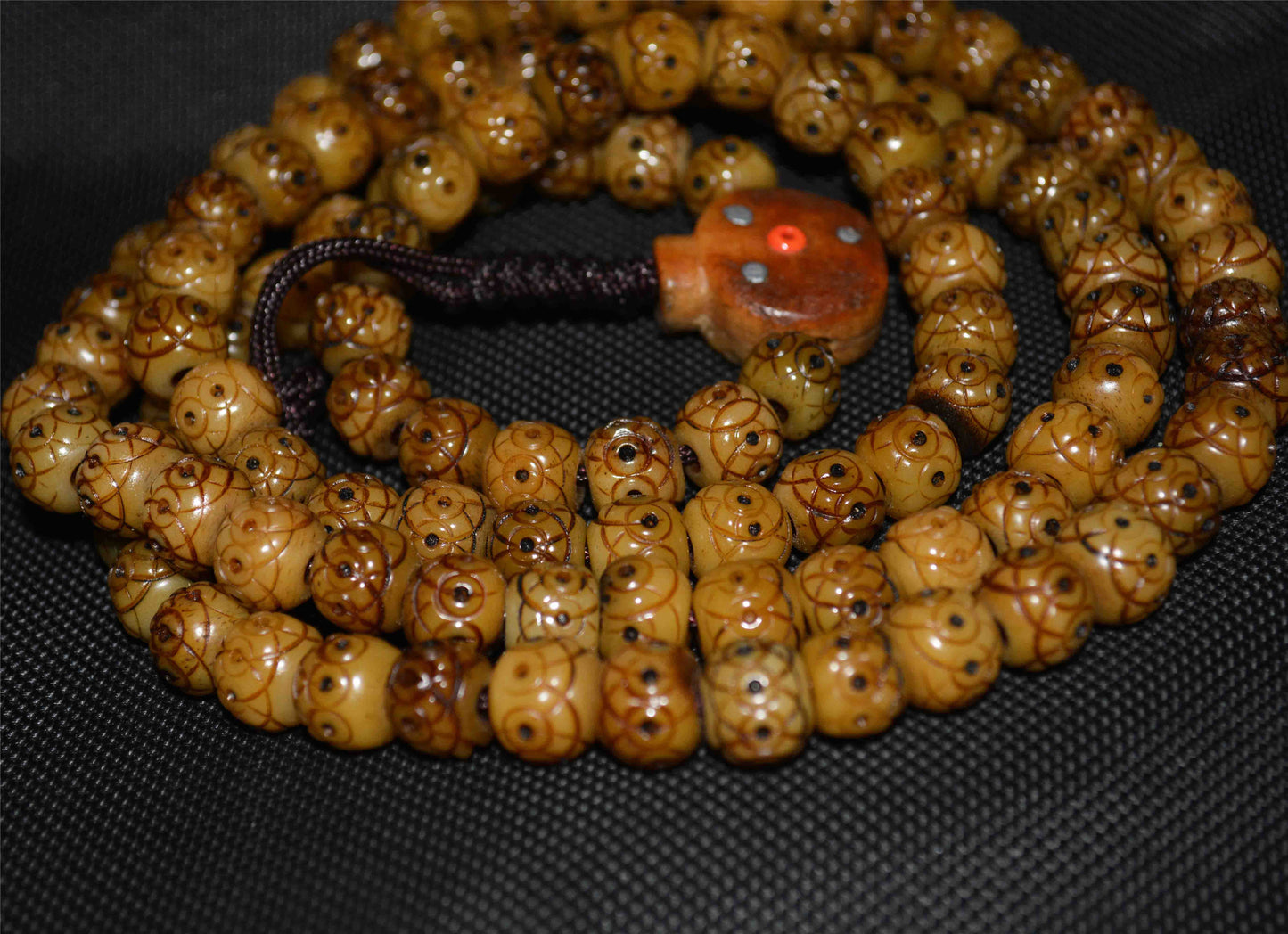 Real Tibetan Old Antique Kapala Bone Mala Prayer Beads  Rosary Himalayan 108 Bracelet Amulet Buddhism Lucky Talisman