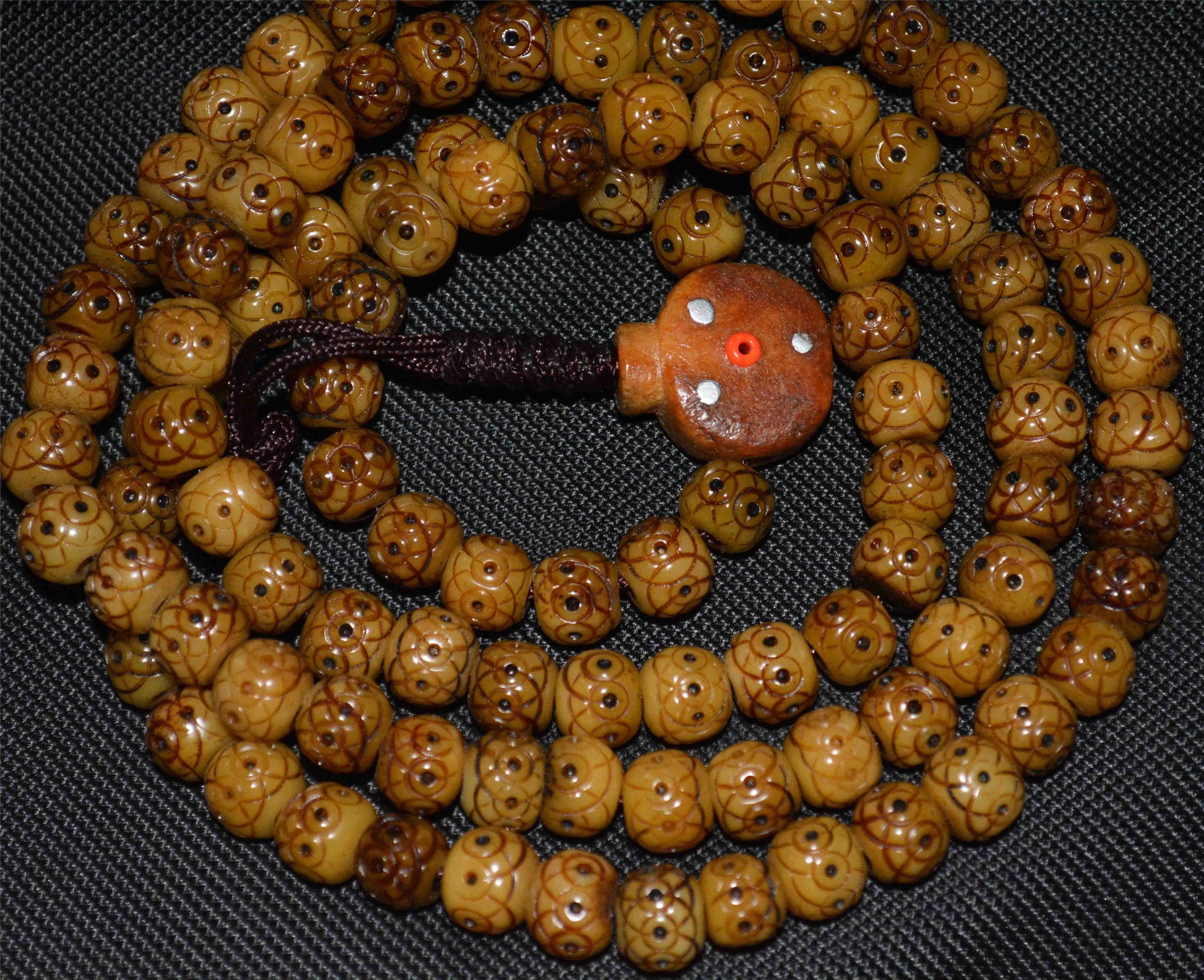 Real Tibetan Old Antique Kapala Bone Mala Prayer Beads  Rosary Himalayan 108 Bracelet Amulet Buddhism Lucky Talisman