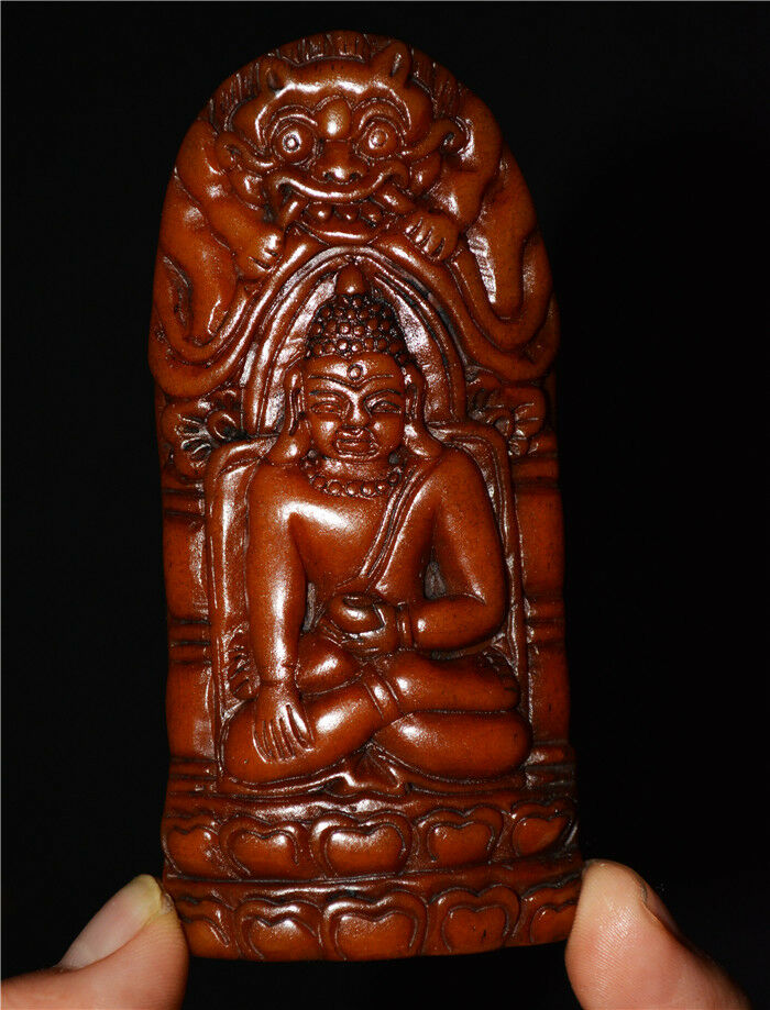 Real Tibetan Old Antique Kapala Bone Medicine Buddha Amulet Statue Himalayas Genuine Pendant Talisman