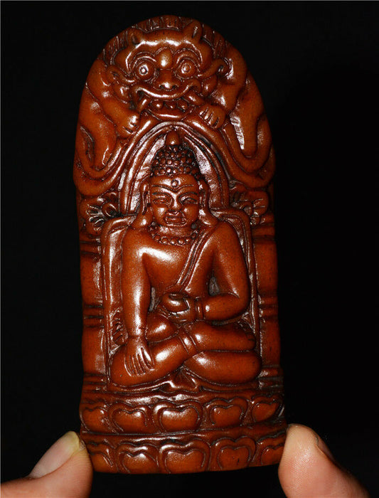 Real Tibetan Old Antique Kapala Bone Medicine Buddha Amulet Statue Himalayas Genuine Pendant Talisman