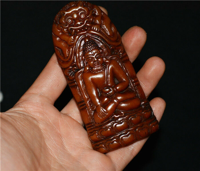 Real Tibetan Old Antique Kapala Bone Medicine Buddha Amulet Statue Himalayas Genuine Pendant Talisman