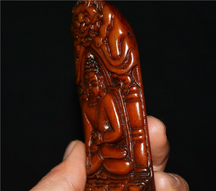 Real Tibetan Old Antique Kapala Bone Medicine Buddha Amulet Statue Himalayas Genuine Pendant Talisman