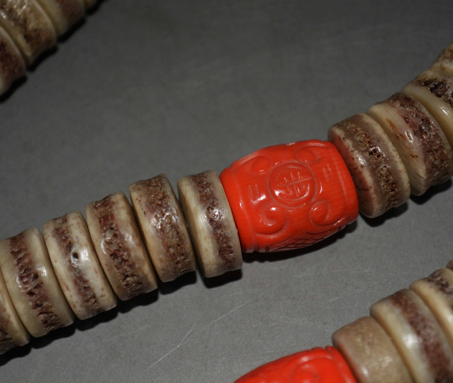 Real Tibetan Old Antique Kapala Bone Prayer Beads Mala Rosary Red Coral Himalayas 108 Butterscotch Egg Yolk Amber