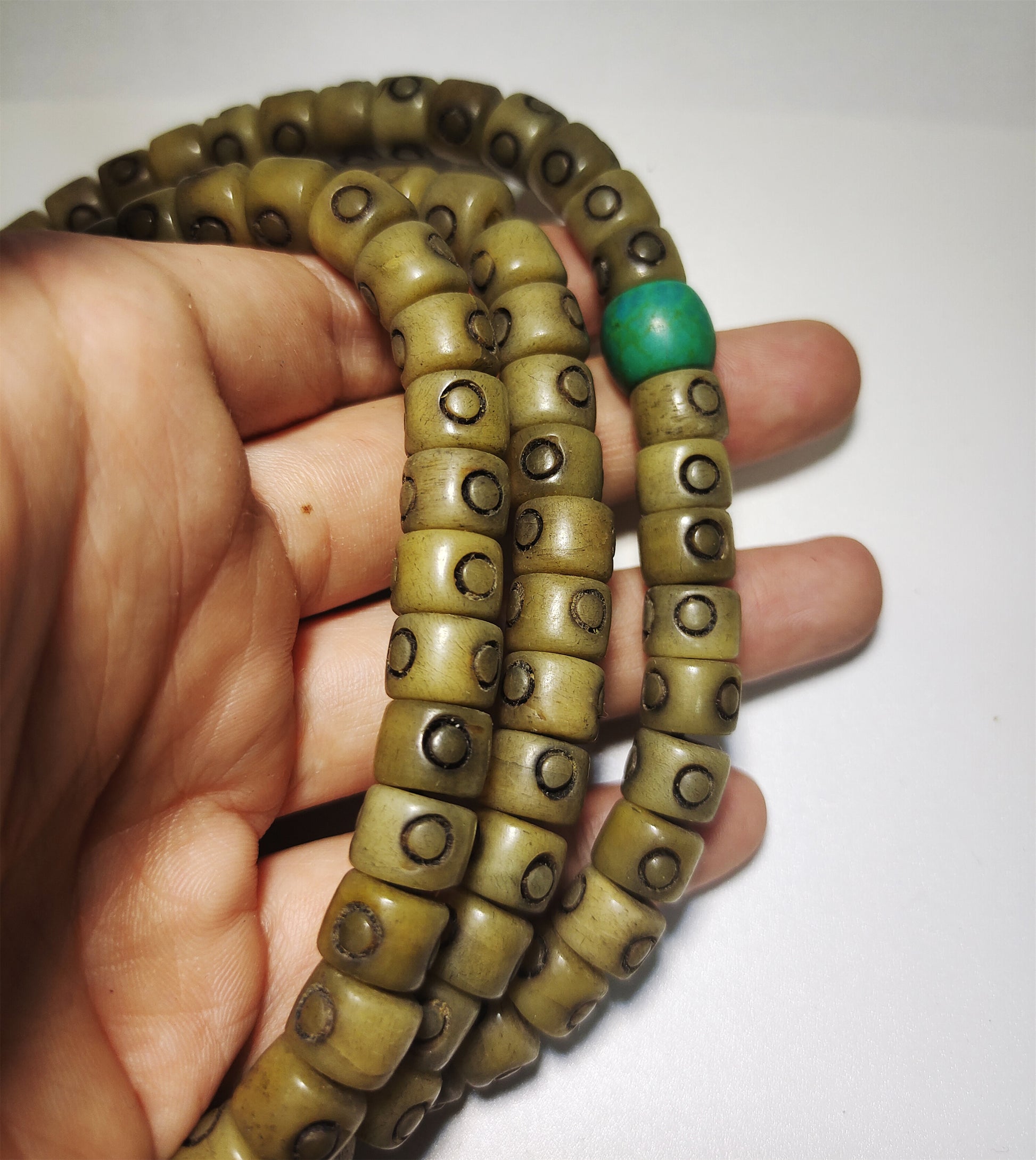 Real Tibetan Old Antique Kapala Bone Rosary Mala Prayer Beads 108 Bracelet Himalayan Genuine Buddhism Worry Necklace Amulet