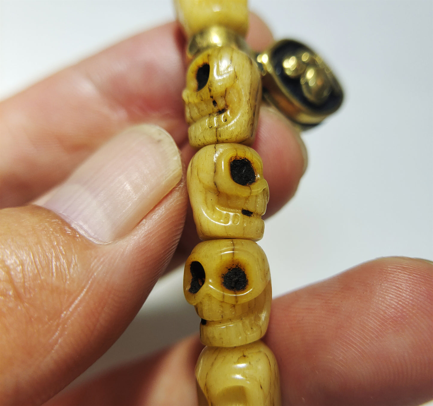 Real Tibetan Old Antique Kapala Bone Skull Mala Prayer Beads Bracelet Rosary Himalaya Genuine 108 Buddhism Worry Necklace Amulet