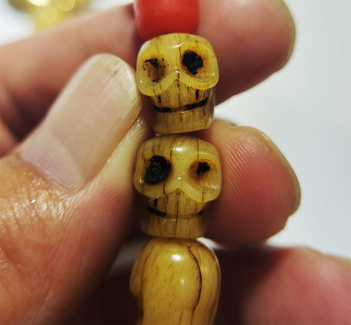 Real Tibetan Old Antique Kapala Bone Skull Mala Prayer Beads Bracelet Rosary Himalaya Genuine 108 Buddhism Worry Necklace Amulet