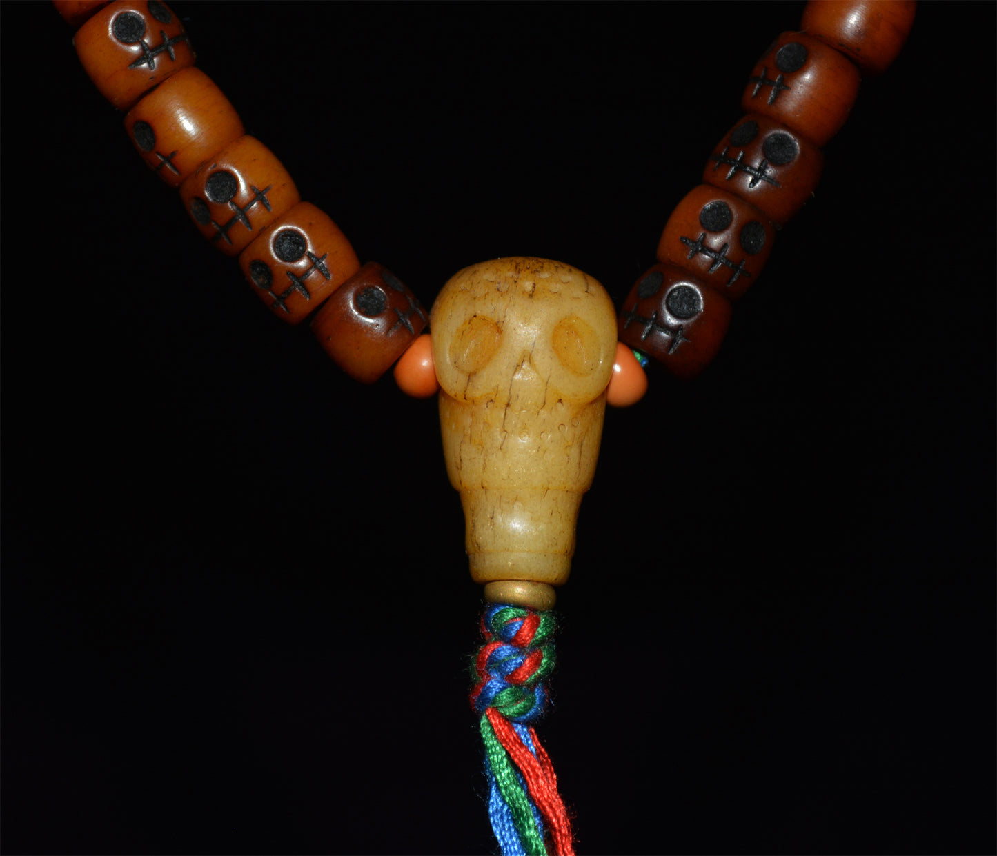 Real Tibetan Old Antique Kapala Bone Skull Prayer Beads Bracelet Mala Rosary Himalayan Genuine 108 Buddhism Worry Necklace Amulet