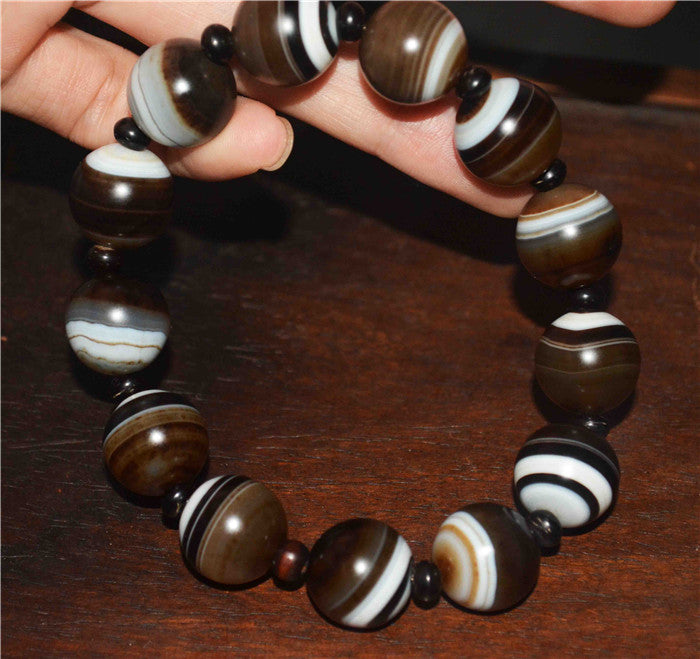 Antique Old Sulemani Haqqeq Ancient Eye Banded Lot Beads With agate eye Dzi bead Bracelet, powerful Stone,Old Suleimani Agate online Bracelet