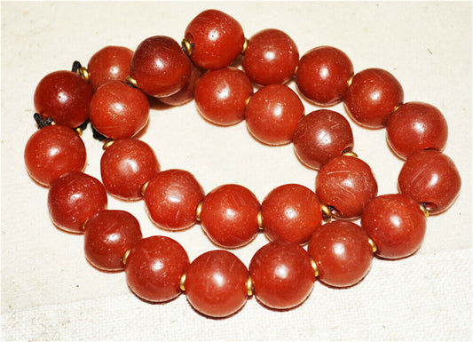 Real Tibetan Old Antique Pema Raka Agate Mala Prayer Beads Nanhong Carnelian Rosary Himalaya Genuine Worry Amulet 20mm