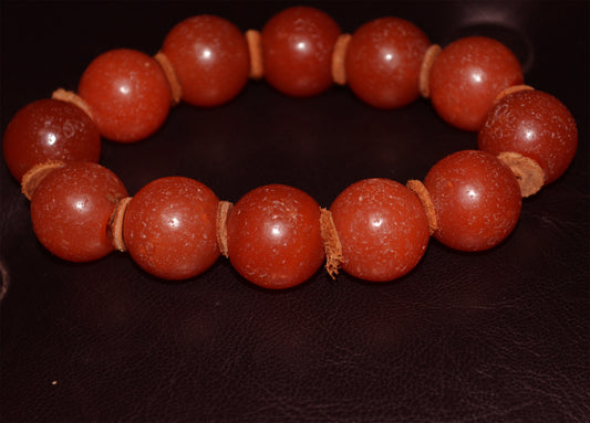 Tibetan Old Antique Nanhong Pema Raka Agate Bracelet Mala Prayer Beads Carnelian Rosary Himalaya Genuine Worry Amulet 20mm