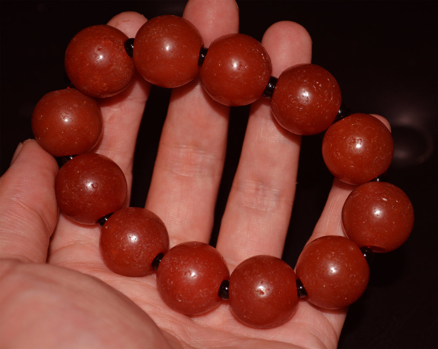 Real Tibetan Old Antique Pema Raka Agate Bracelet Mala Prayer Beads Nanhong Carnelian Rosary Himalaya Genuine Worry Amulet 20mm