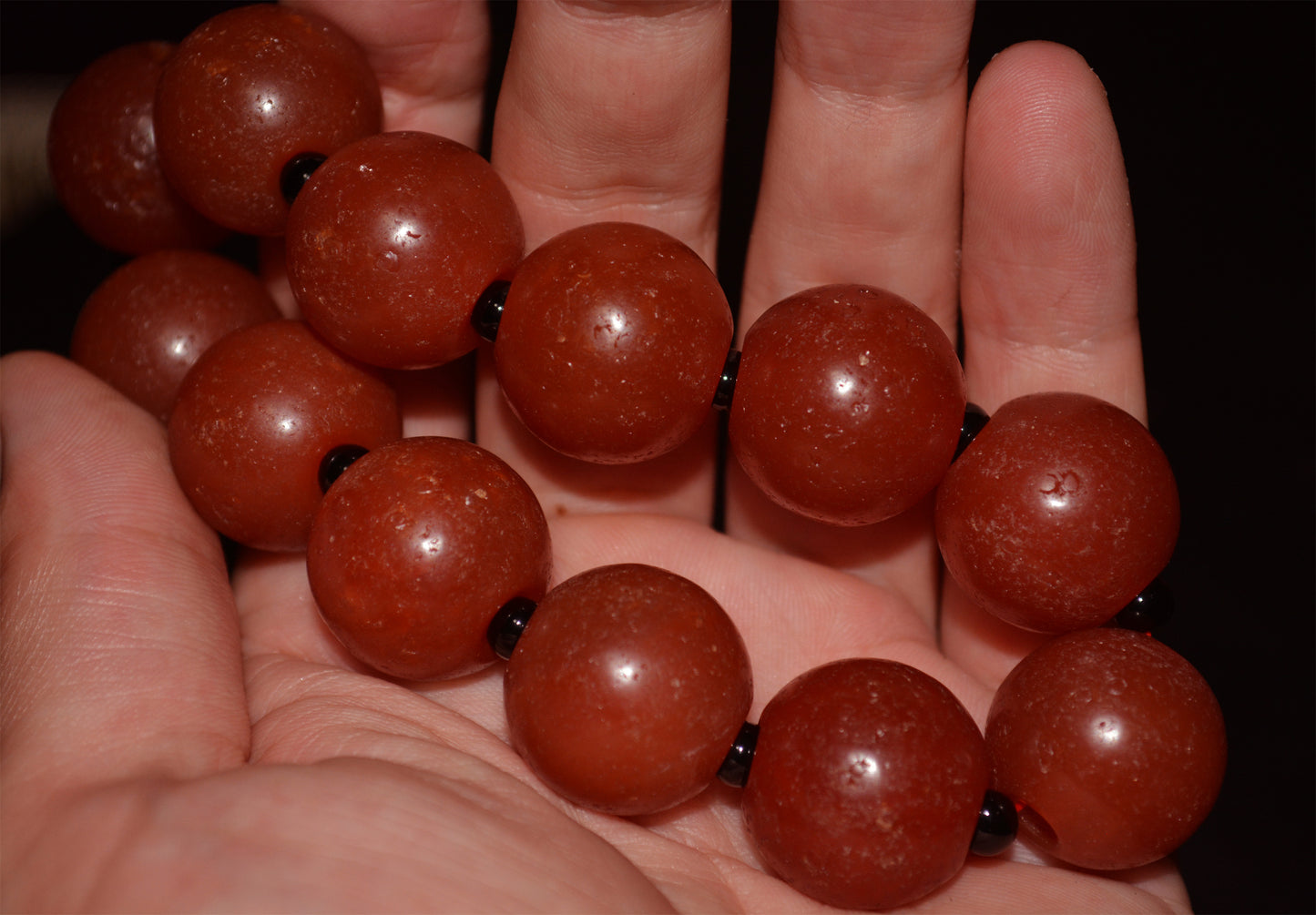 Real Tibetan Old Antique Pema Raka Agate Bracelet Mala Prayer Beads Nanhong Carnelian Rosary Himalaya Genuine Worry Amulet 20mm