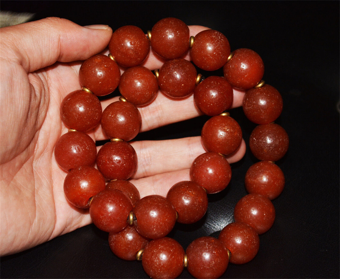 Real Tibetan Old Antique Pema Raka Agate Mala Prayer Beads Nanhong Carnelian Rosary Himalaya Genuine Worry Amulet 20mm