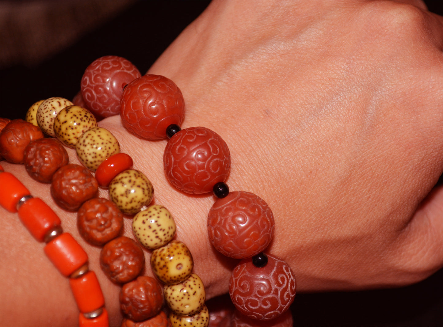 Real Tibetan Old Antique Pema Raka Agate Bracelet Nanhong Mala Prayer Beads Carnelian Rosary Himalaya Genuine Worry Amulet