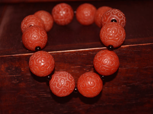 Real Tibetan Old Antique Pema Raka Agate Bracelet Nanhong Mala Prayer Beads Carnelian Rosary Himalaya Genuine Worry Amulet