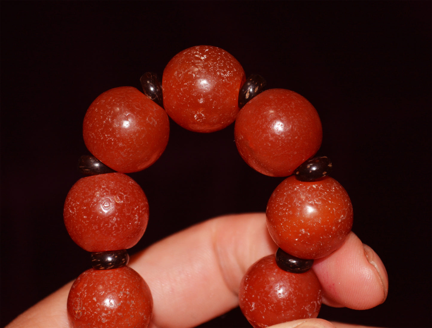 Real Tibetan Old Antique Pema Raka Agate Bracelet Mala Prayer Beads Nanhong Carnelian Rosary Himalaya Genuine Worry Amulet