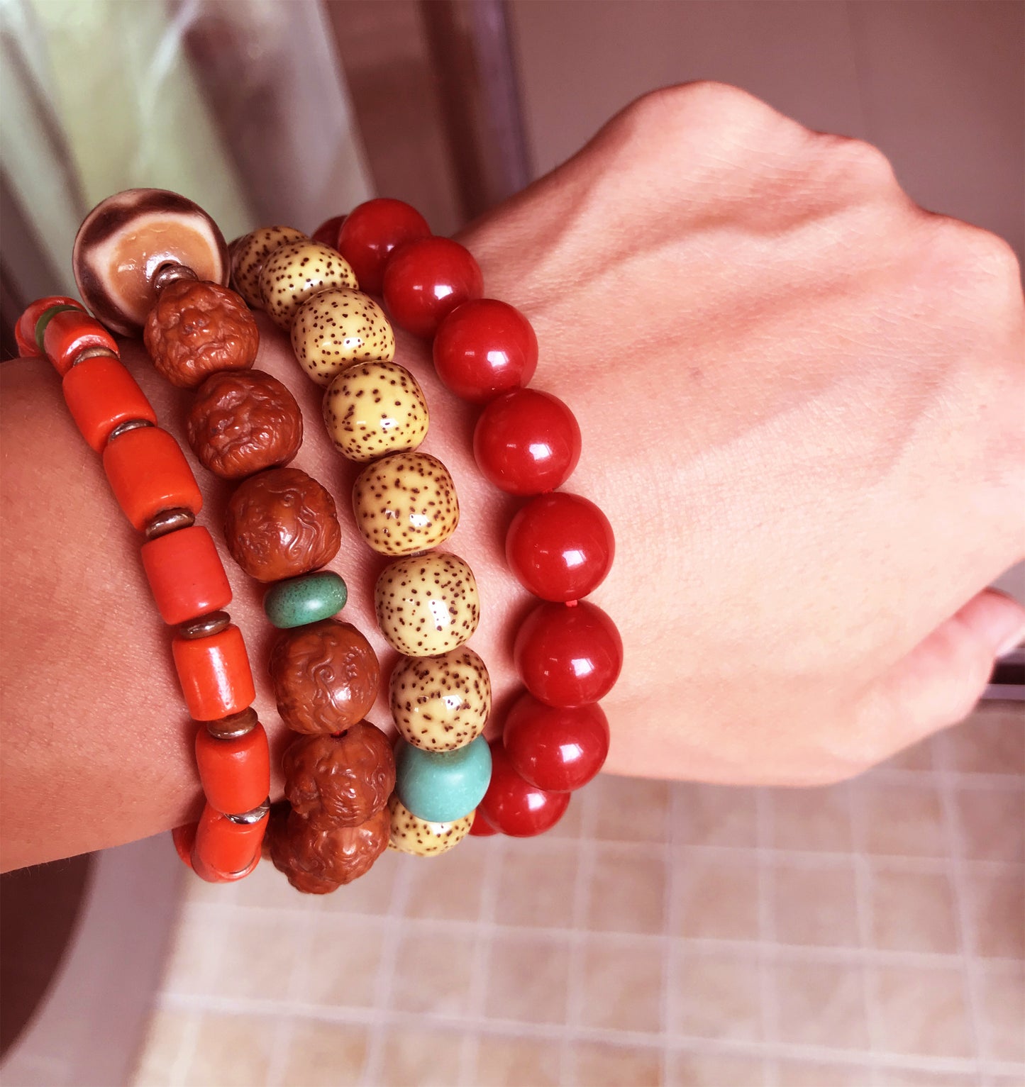 Real Tibetan Pema Raka Agate Bracelet Mala Prayer Beads Nanhong Carnelian Rosary Himalaya Genuine Worry Amulet