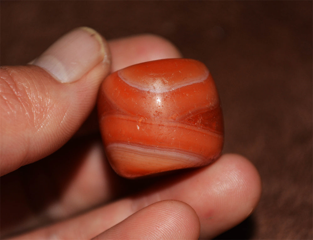 Real Tibetan Old Antique Pema Raka Agate Pendant Bead Bracelet Nanhong Banded Carnelian Himalaya Genuine Amulet