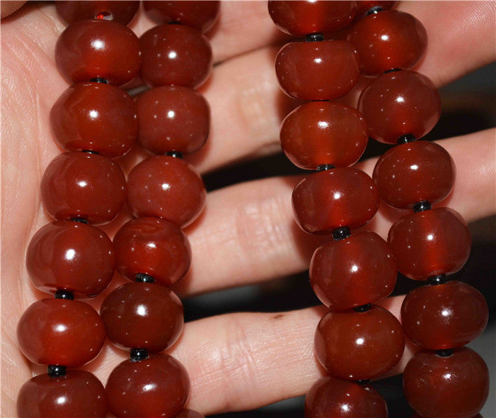 Real Tibetan Old Antique Pema Raka Red Agate Mala Prayer Beads Nanhong Carnelian Rosary Bracelet Himalayas